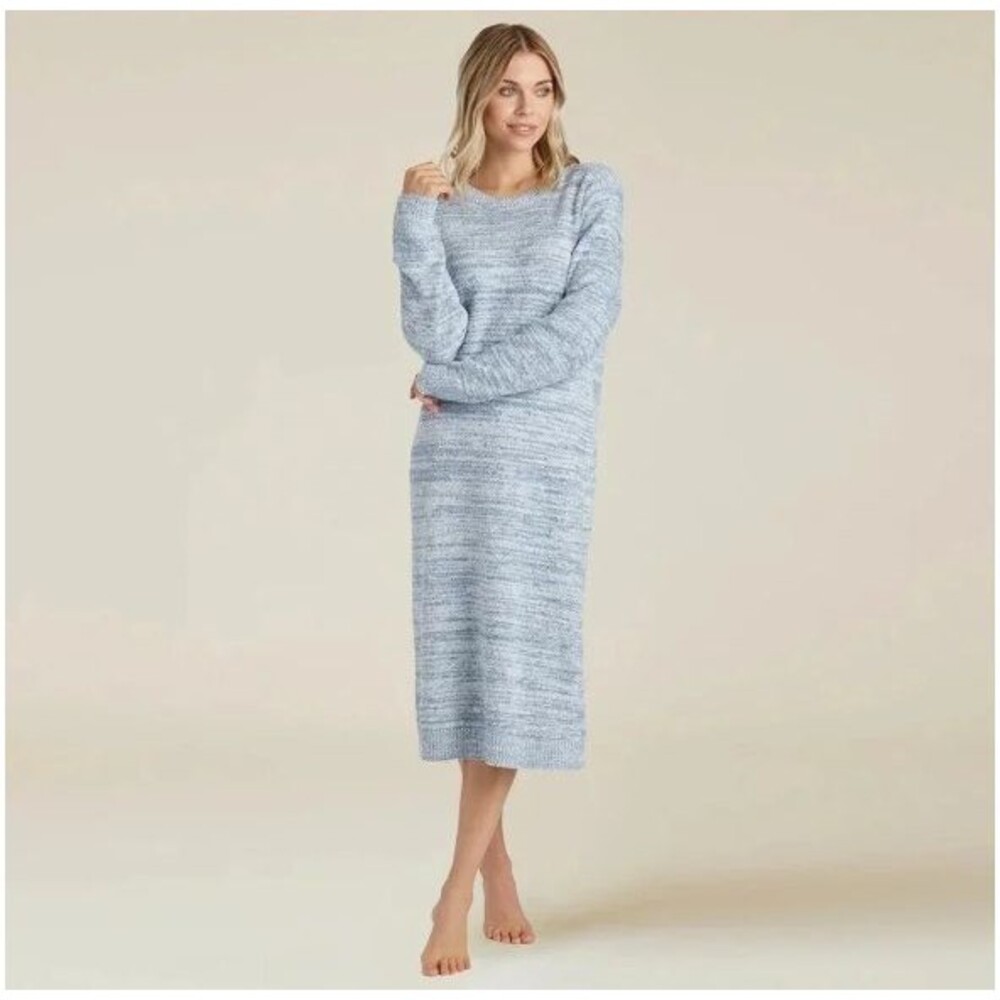 NWT Softies 42" Marshmallow crew neck Lounger Dress w/ pockets Heather Blue XS